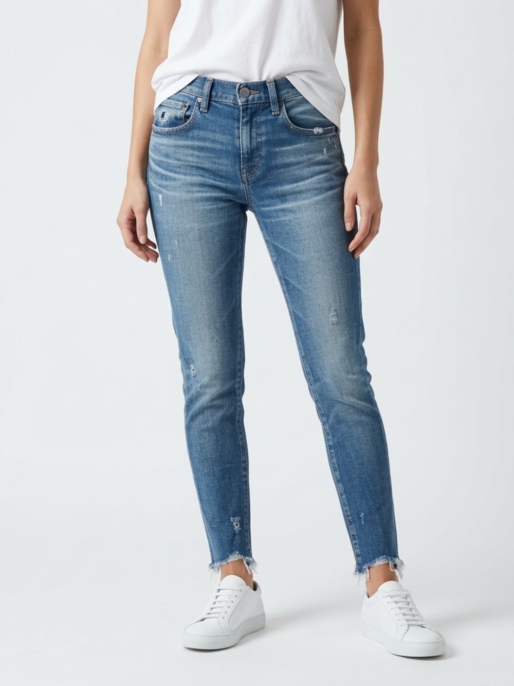 Moussy Vintage Womens Odessa Skinny Raw Hem Distressed Jeans 25 Japan